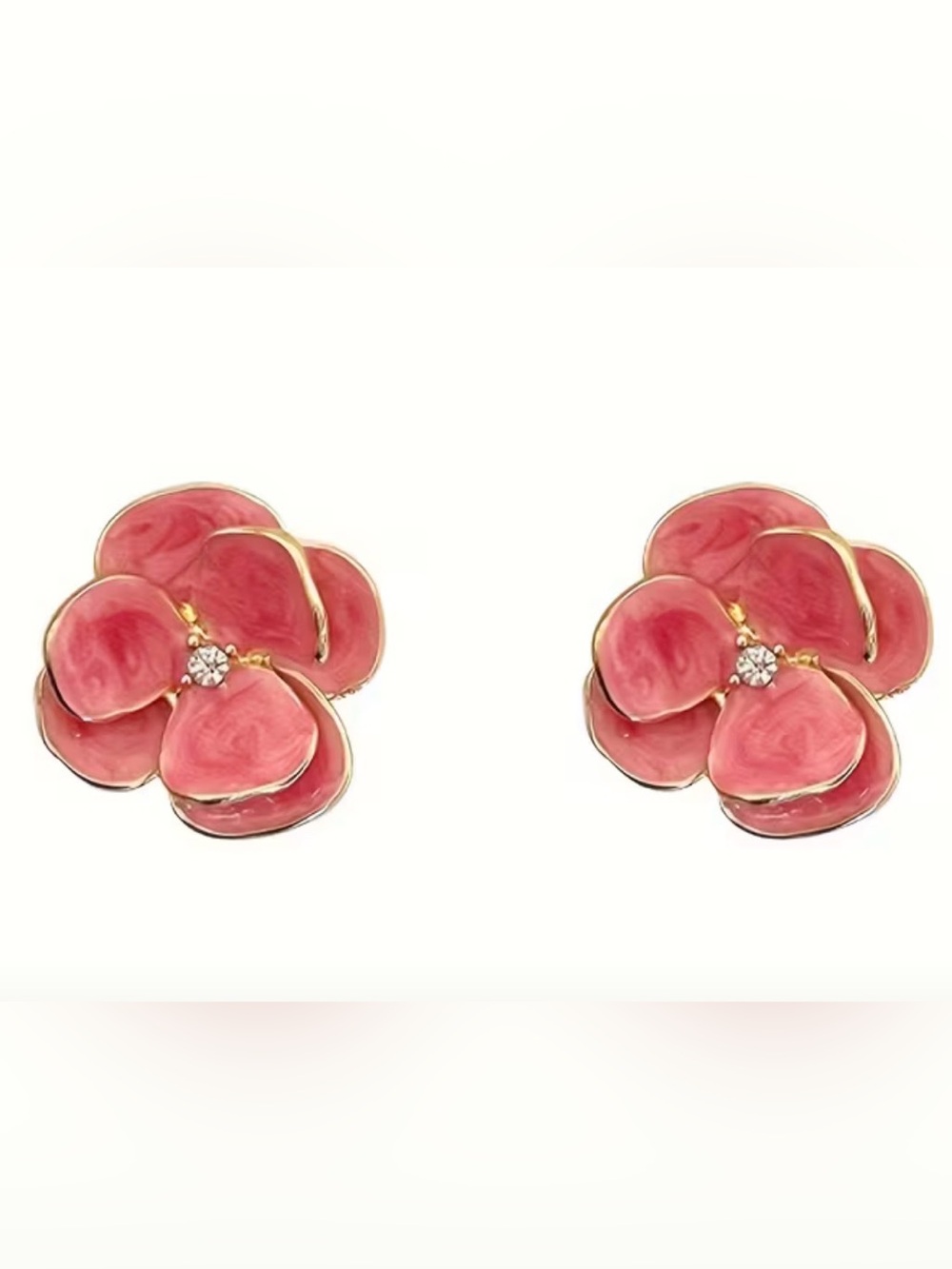 Pink Enamel Flower Earrings